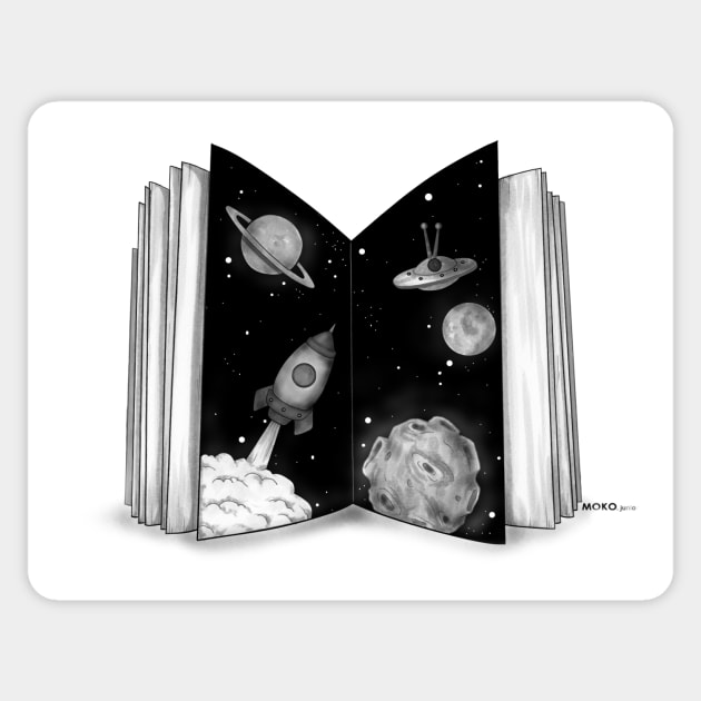 Portal to the universe b/w Sticker by MOKO